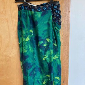 Dries Van Noten Green and Blue Midi Skirt